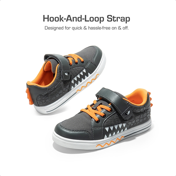 Boys' Lightweight Dinosaur Sneakers - GREY ORANGE - 2